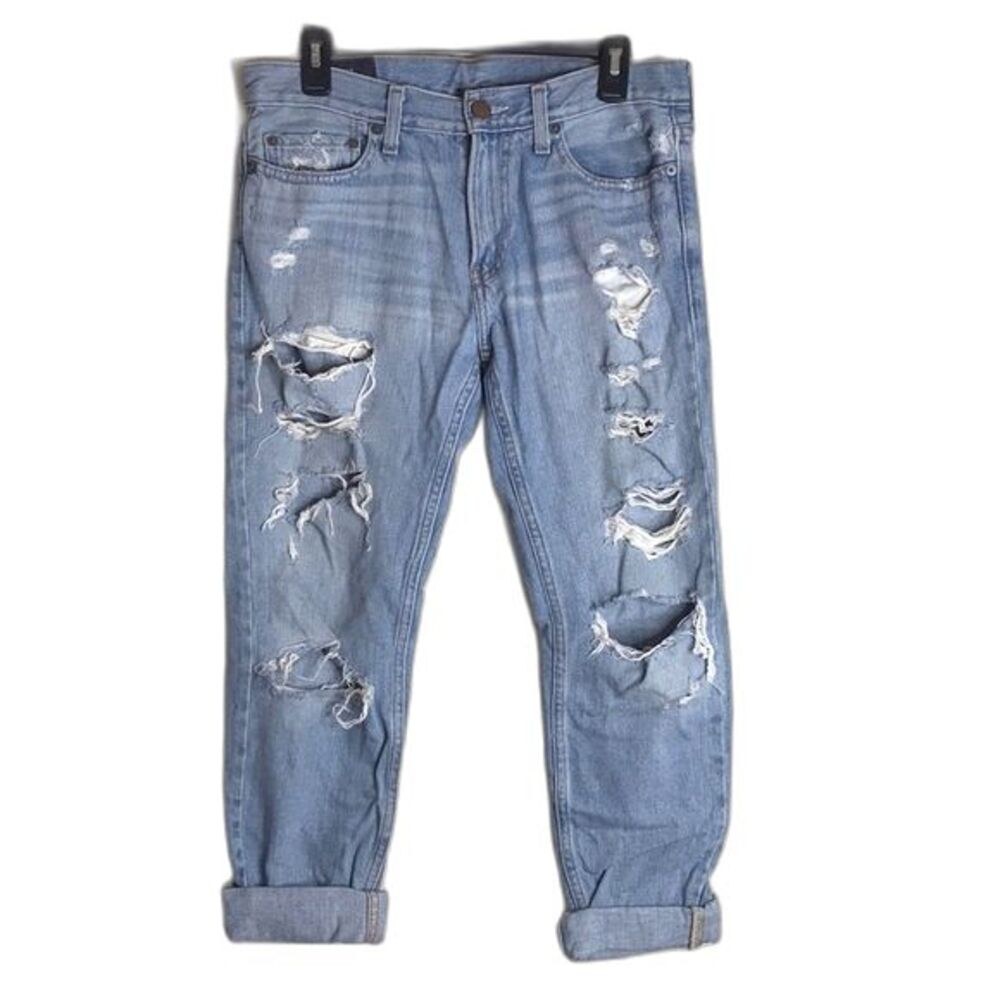 Hollister light wash distressed cropped skinny‎ jeans size 30